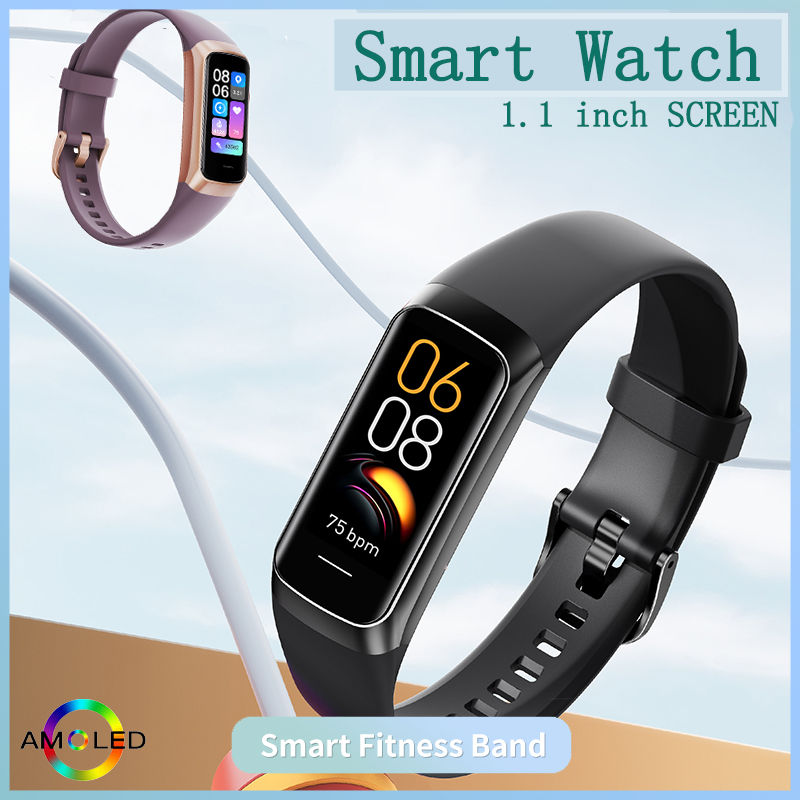 LIGE 1.1 inch Amoled Smart Watch Smartwatch Band Women Heart Rate Monitoring Wat