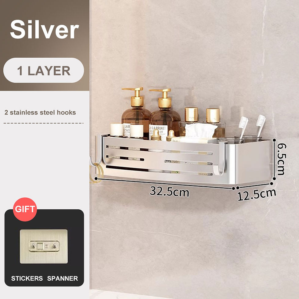 Thumbnail: Shower Corner Shelf Without Drilling Aluminum Bathroom Shelf With Towel Bar Sham