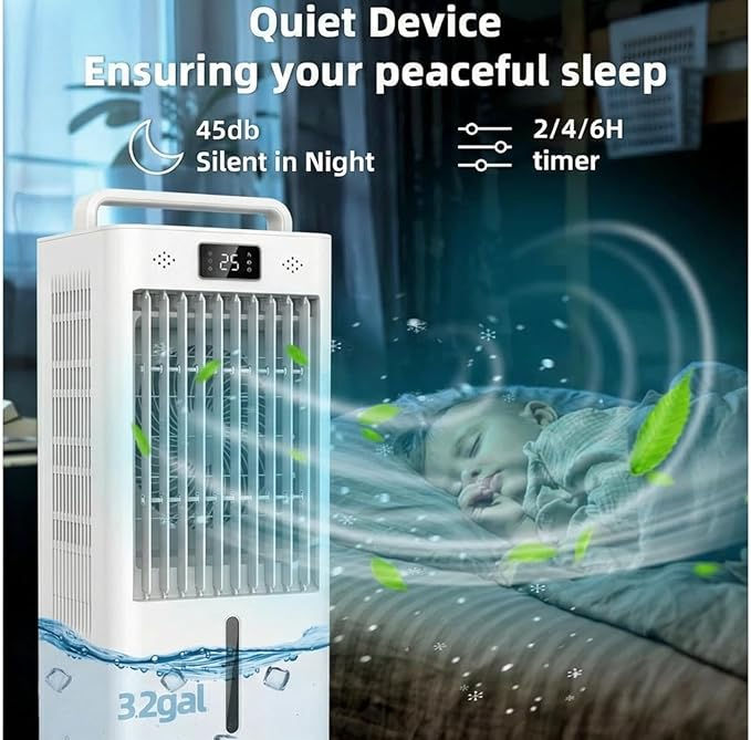 Thumbnail: 2.6 Gal Portable Air Cooler Portable Air Conditioner with HEPA Filter 3 Speeds A