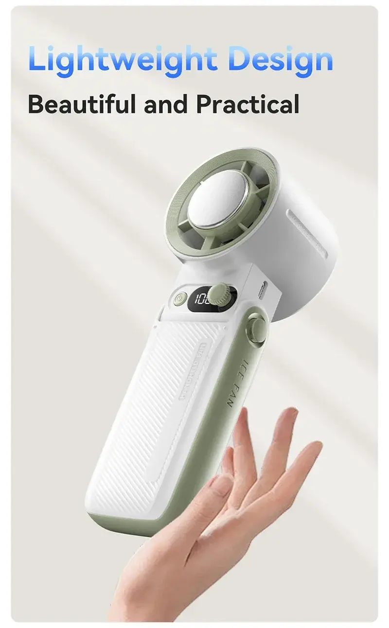 Thumbnail: Portable handheld fan 3-in-1 199Gear high wind speed LED digital display 135 ° 
