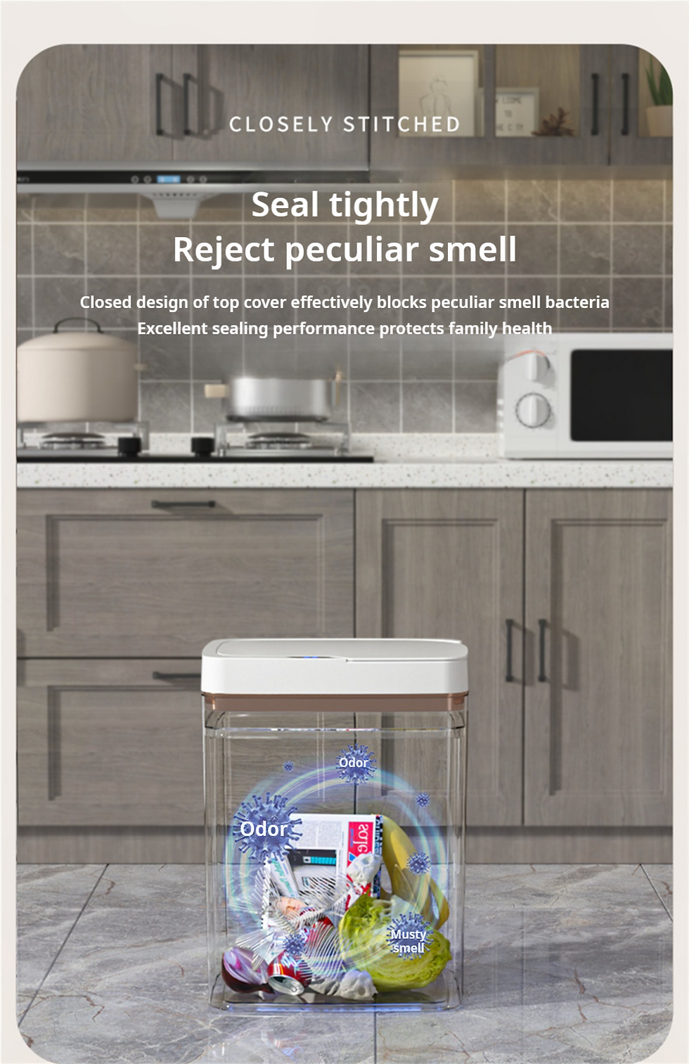 Thumbnail: Smart Bathroom Trash Can Automatic Bagging Electronic Trash Can White Touchless 
