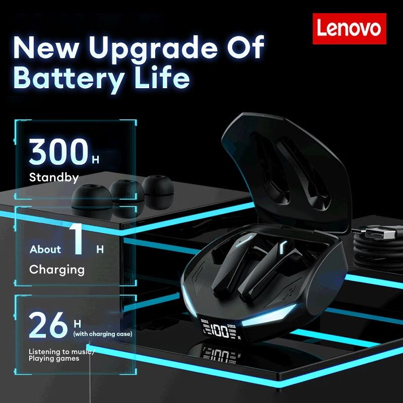 Thumbnail: New Lenovo XT53 Wireless Bluetooth 5.4 Earphones LED Digital Display Waterproof 