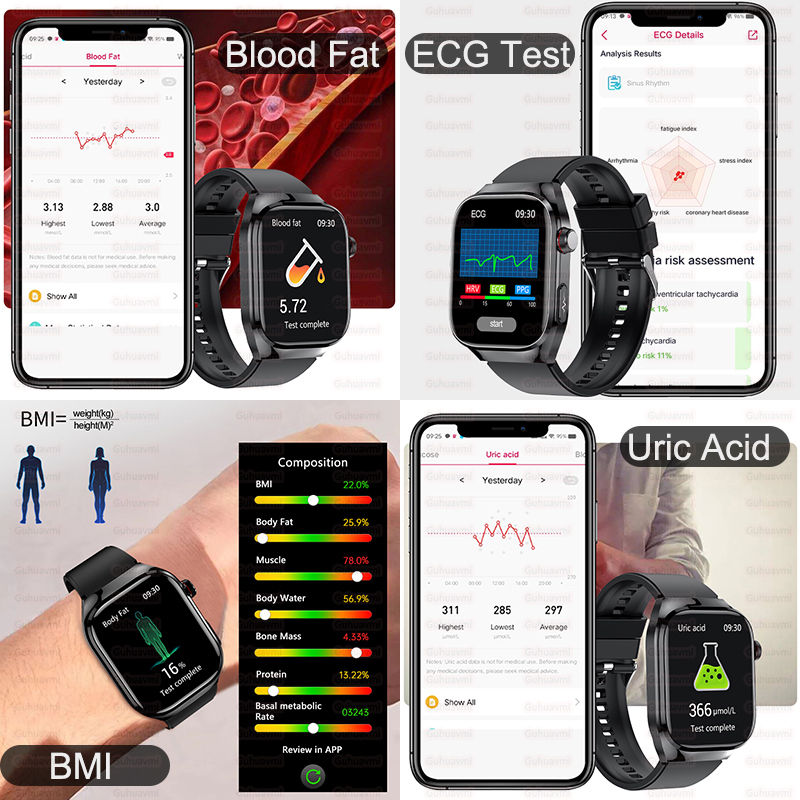 Thumbnail: 2025New Micro Physical Examination Smart Watch For Men Uric Acid Body Fat Five O