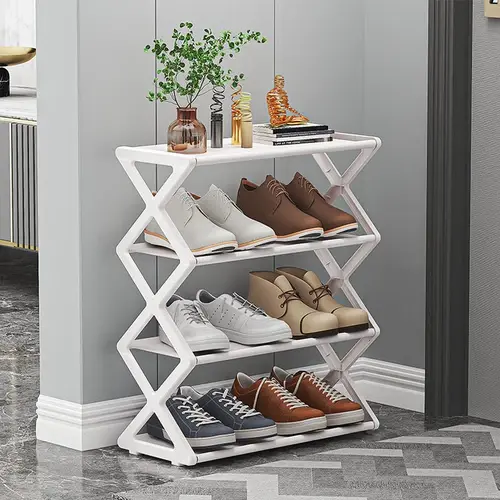Thumbnail: 4 Tier Shoe Rack Stand Storage Self Organiser Lightweight Compact Space Saving