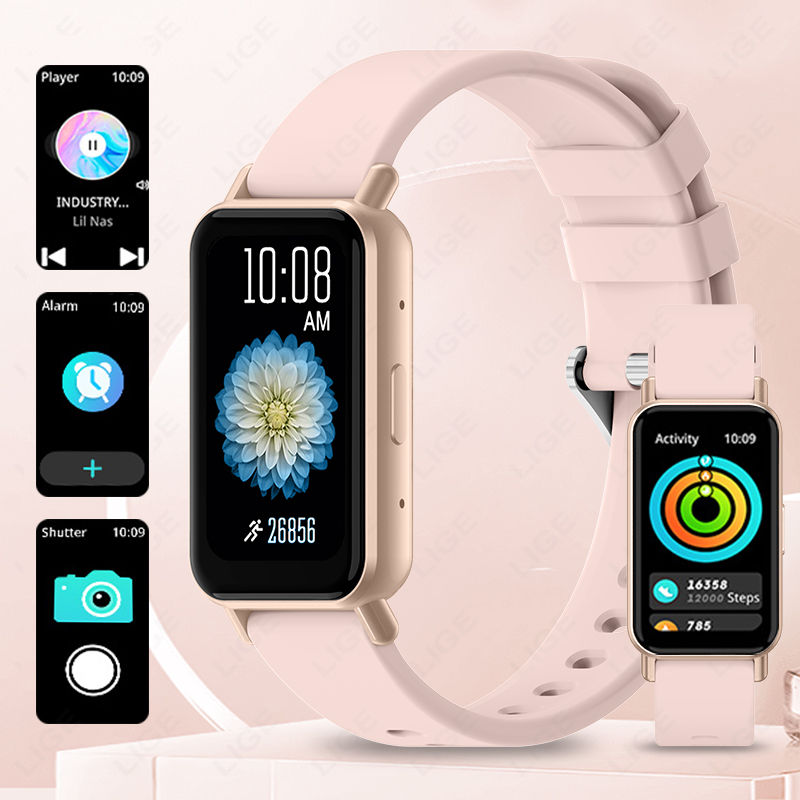 Thumbnail: LIGE New Fashion Smart Watch Women Full Touch Screen Heart Rate Fitness Tracker 