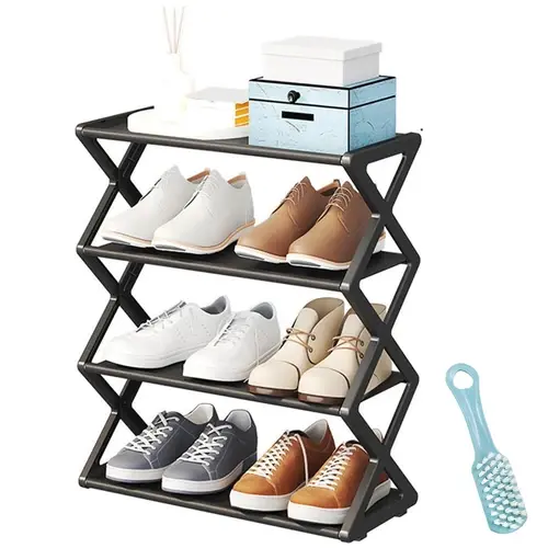 Thumbnail: 4 Tier Shoe Rack Stand Storage Self Organiser Lightweight Compact Space Saving