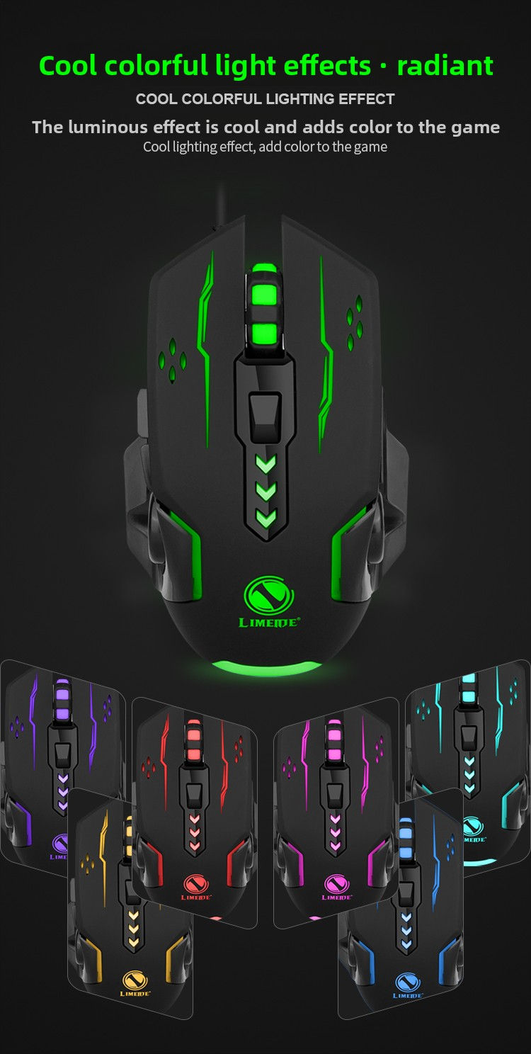 Thumbnail: 1pc V7 Mechanical Gaming Mouse with LED Lights, Wired Notebook Mouse for Laptop 