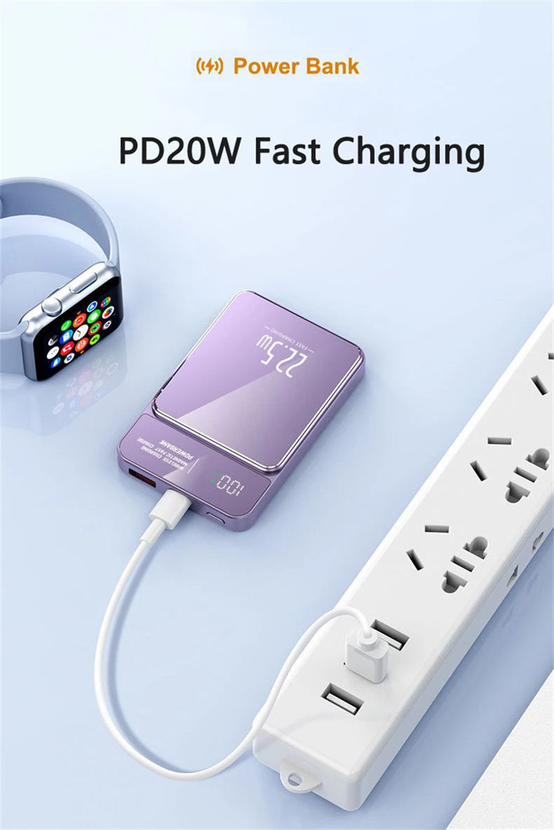 Thumbnail: 10000mAh Slim Magnetic Power Bank for Magsafe Wireless Powerbank Fast Charger Mi