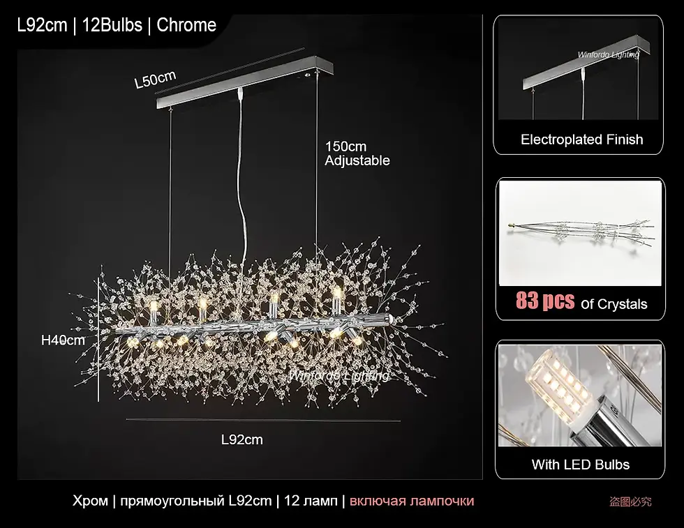 Thumbnail: Modern Crystal Ceiling Hanging Lamps Dinging Room Kitchen Pendant Light Dandelio