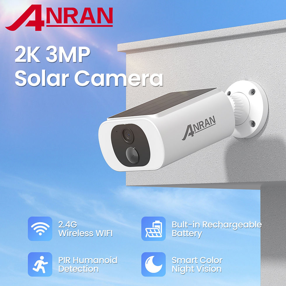 Thumbnail: ANRAN Outdoor Solar Security Camera with Battery 3MP 2.4G WIFI Camera Battery Cl