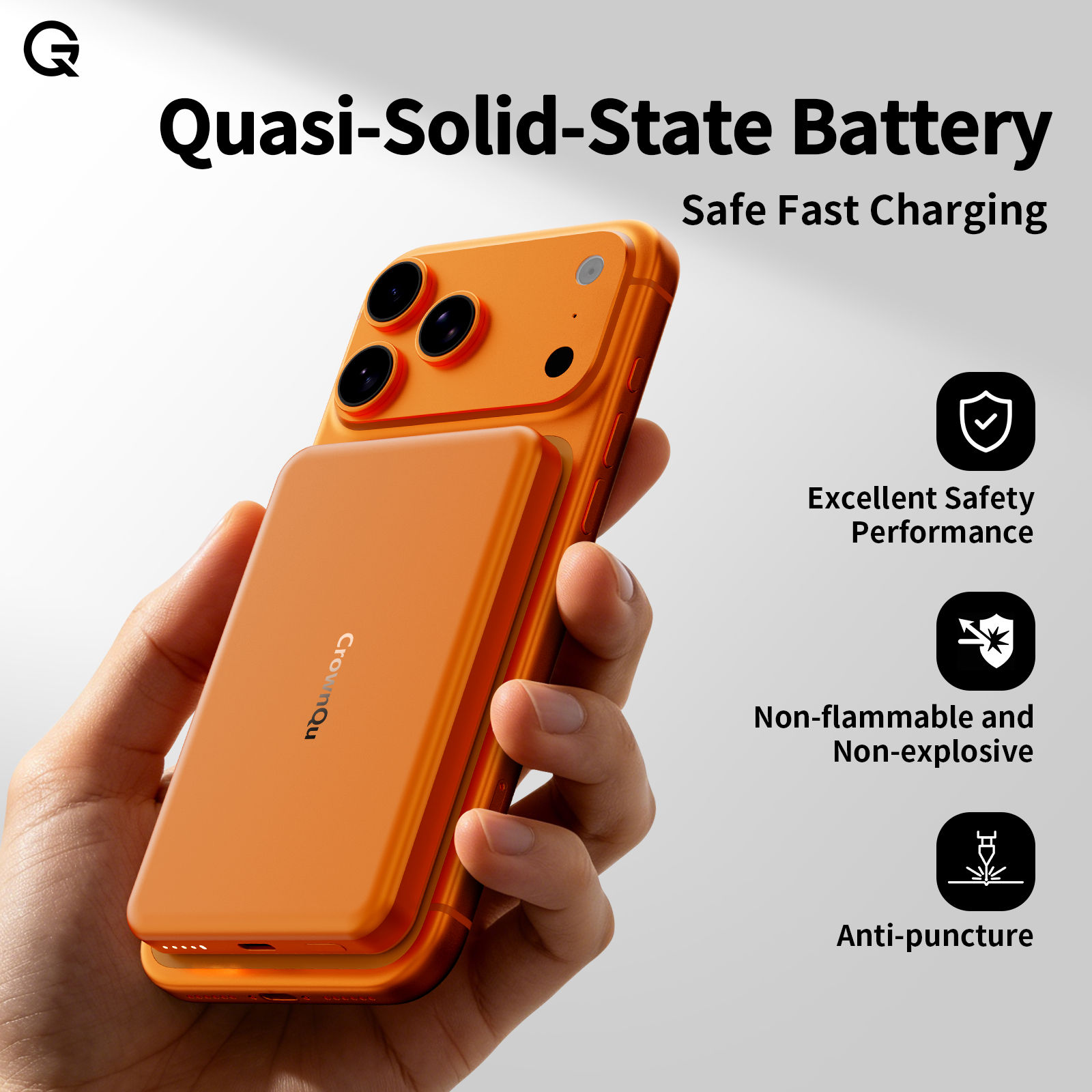 Quasi-Solid-State Battery Portable Magnetic Power Bank PD Safe Fast Charging QI