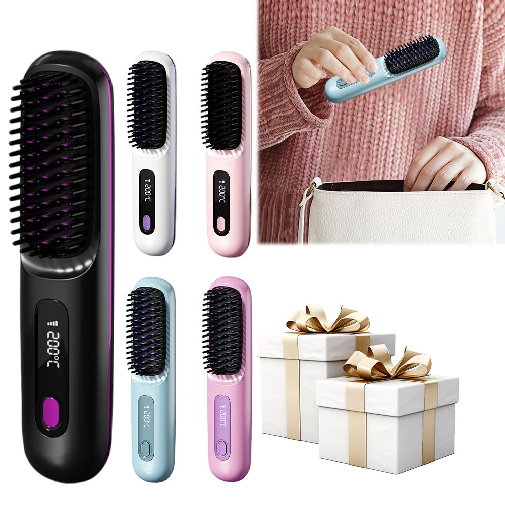 Cordless Hair Straightener Portable Straightener Brush 3 Adjustable Temp Hair St