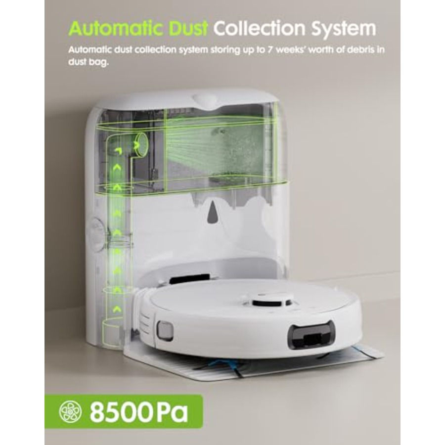 Thumbnail: V5 Robot Vacuum and Mop Self-Emptying Robotic Vacuum Cleaner 8500Pa Suction Pet 