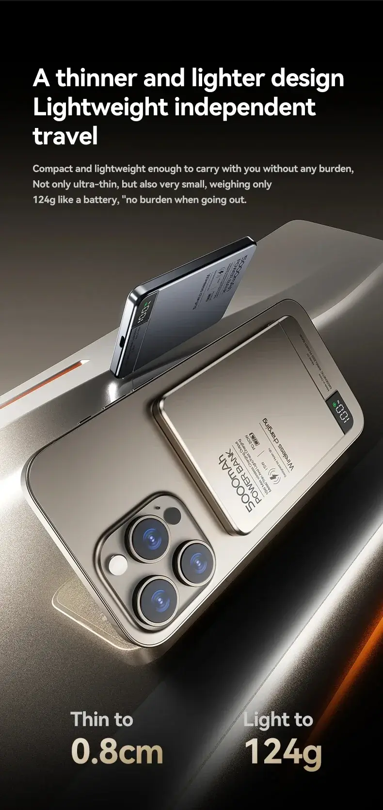 Thumbnail: 10000mAh Magnetic Power Bank Qi 2 Wireless Charger PD20W Super Fast Charging For