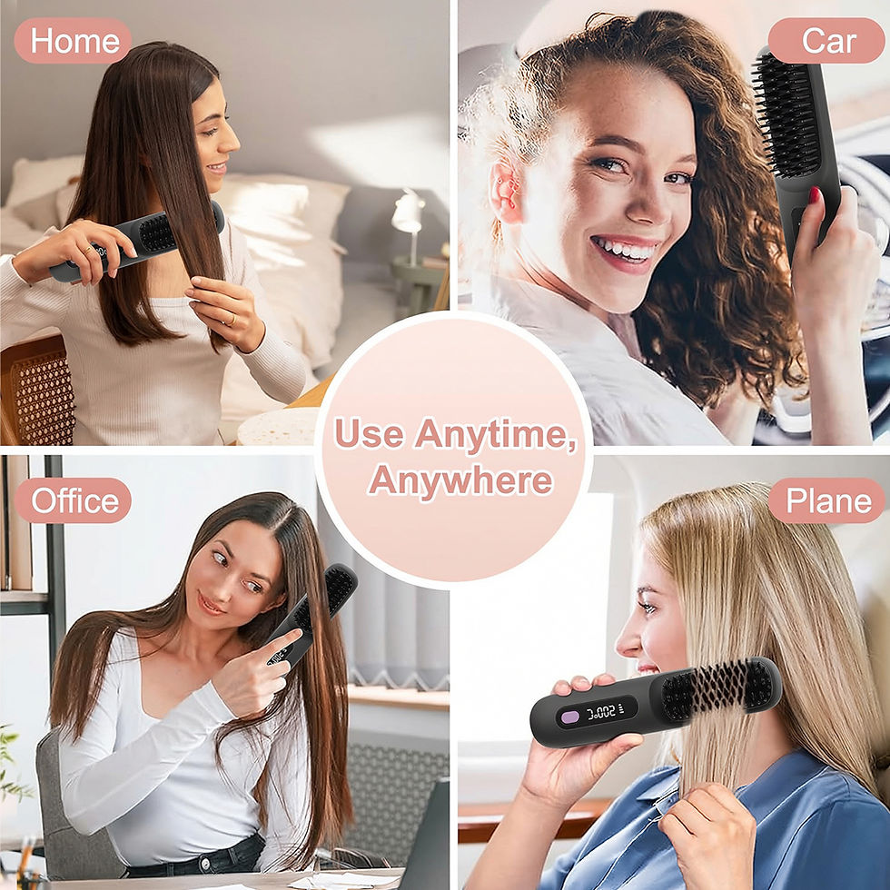 Thumbnail: Hair Straightener Brush with 3 Temp Settings, Fast Heating & Auto-off, Portable 
