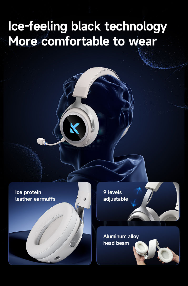 Thumbnail: MCHOSE X9 Wireless Headworn Game 7.1 Headset Bluetooth 2.4G Three Mode 53mm Alum
