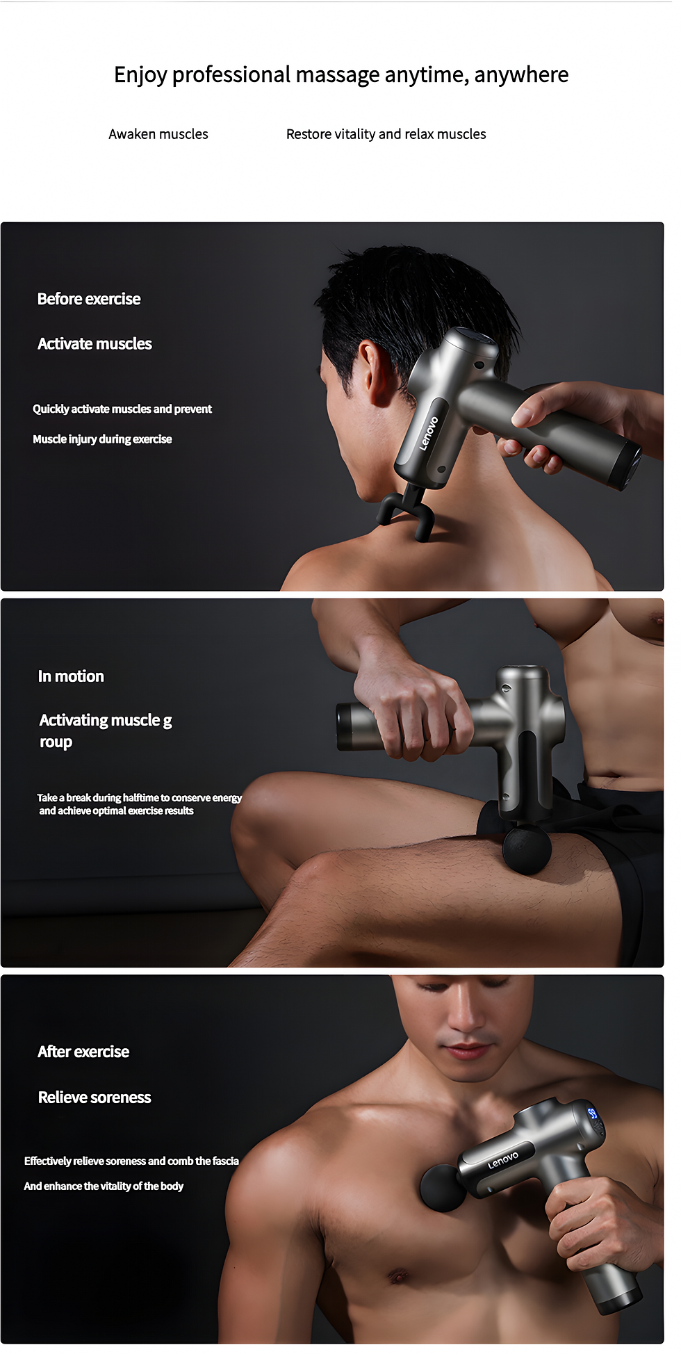 Thumbnail: Lenovo Brand Fascia Gun Deeply Relieves Muscle Soreness Fitness and Relaxation E