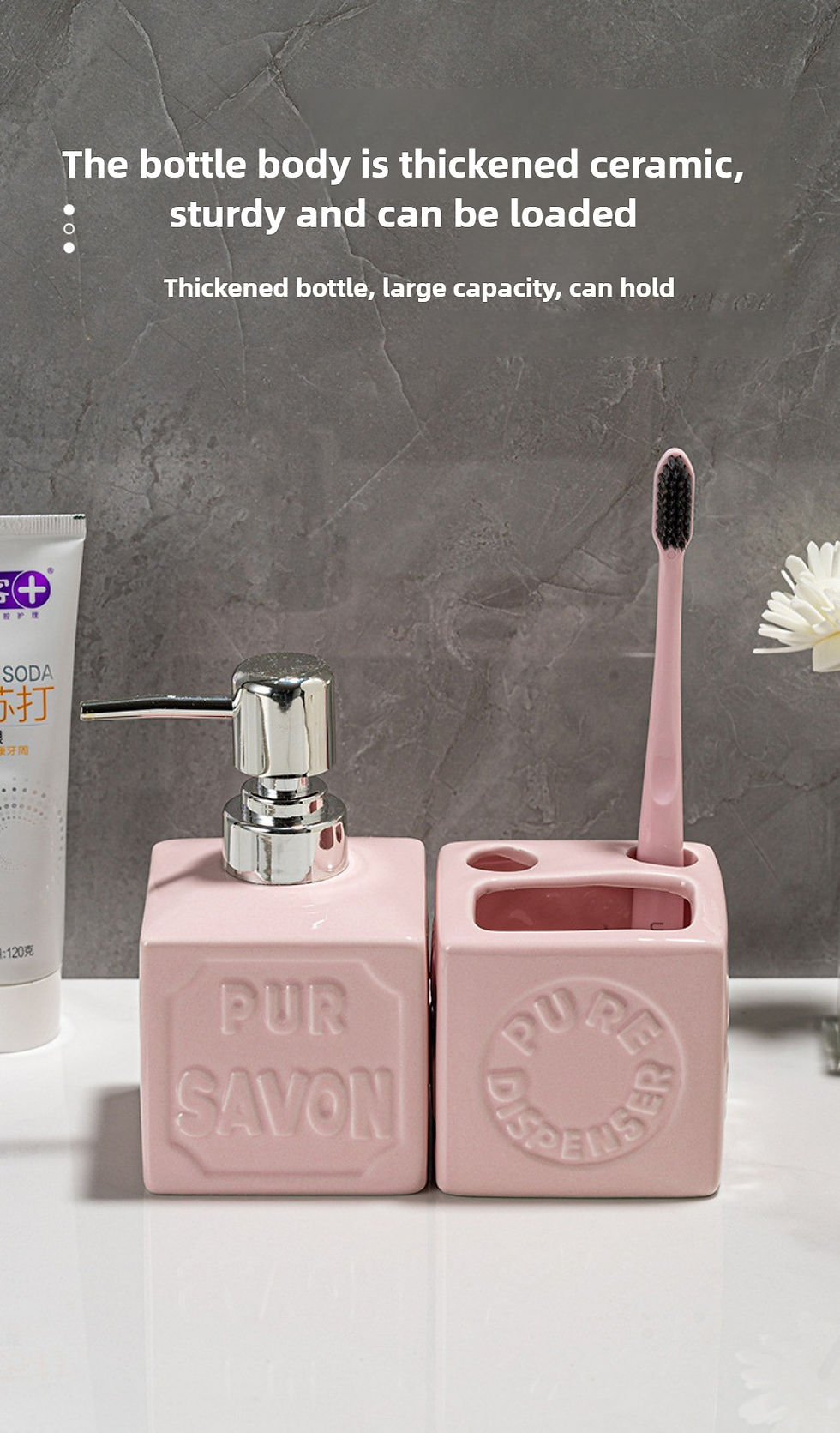 Thumbnail: 4 Pcs Ceramics Bathroom Accessory Set, Soap Dispenser, Toothbrush Holder,  Bathr