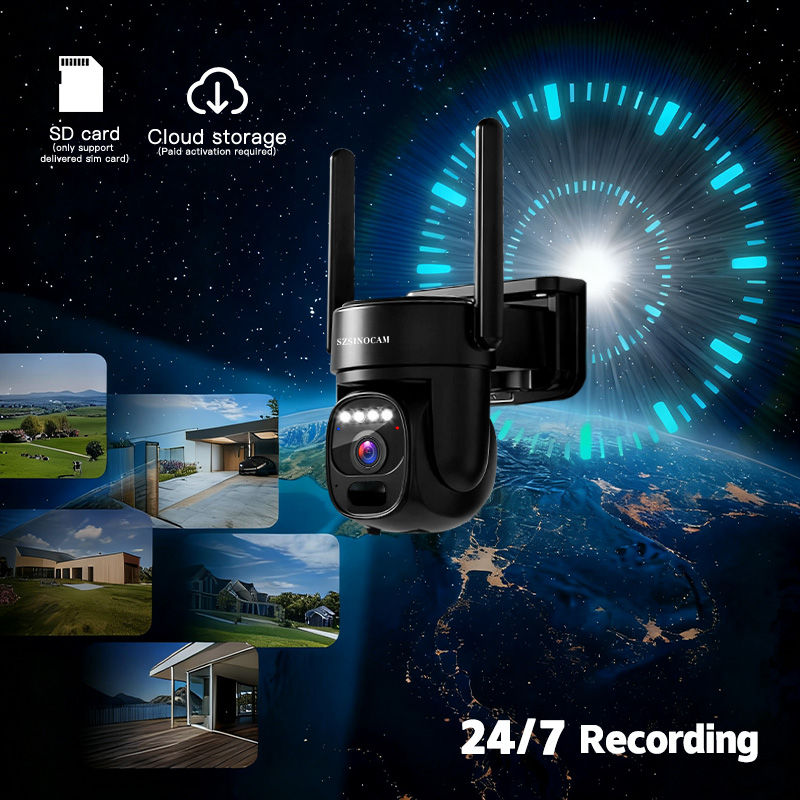 Thumbnail: SZSINOCAM US 4G Solar-Powered Charging Camera Outdoor Surveillance Camera Black 