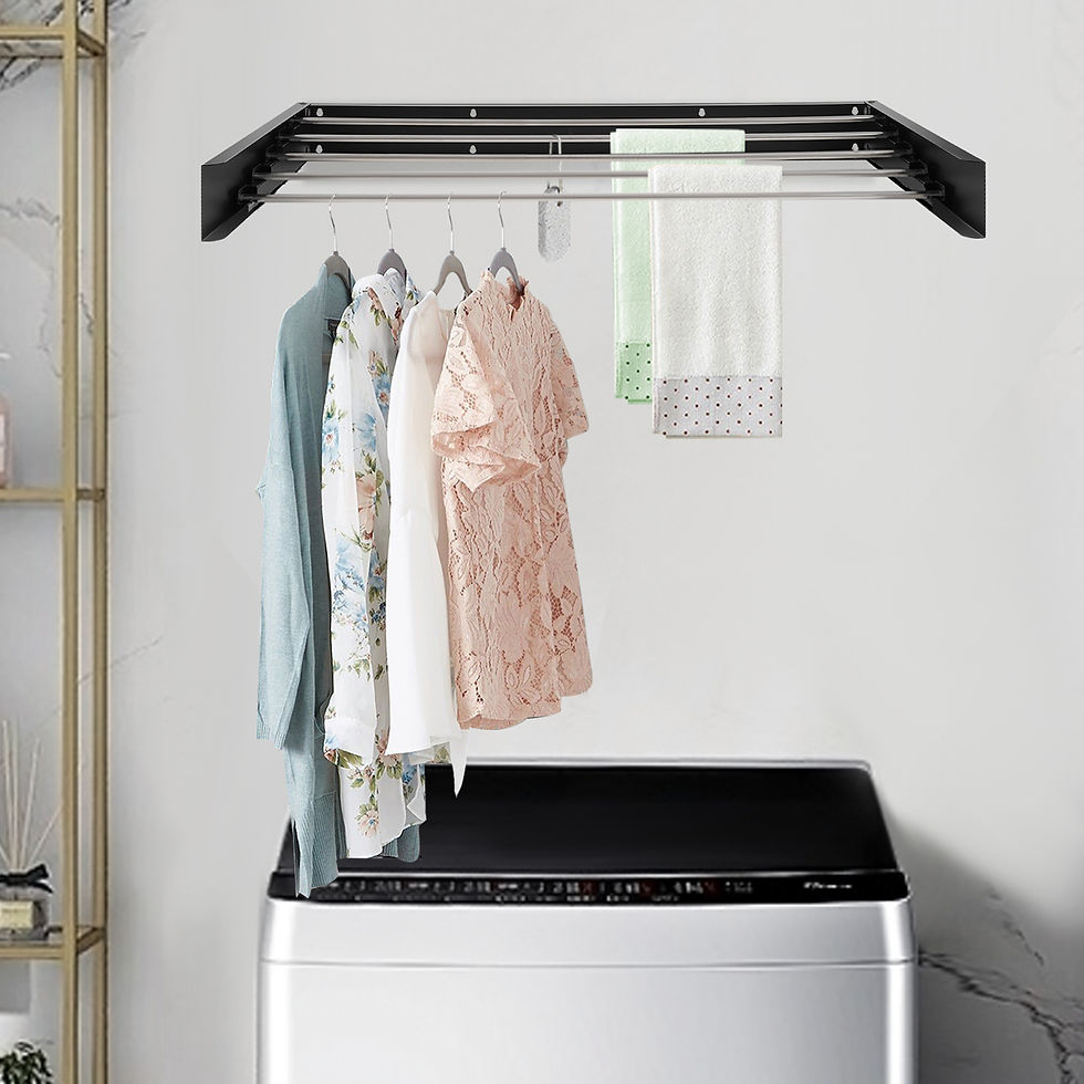Thumbnail: Foldable Wall Mounted Drying Rack 40" Foldable Laundry Rack 5 Rods Space Saver f