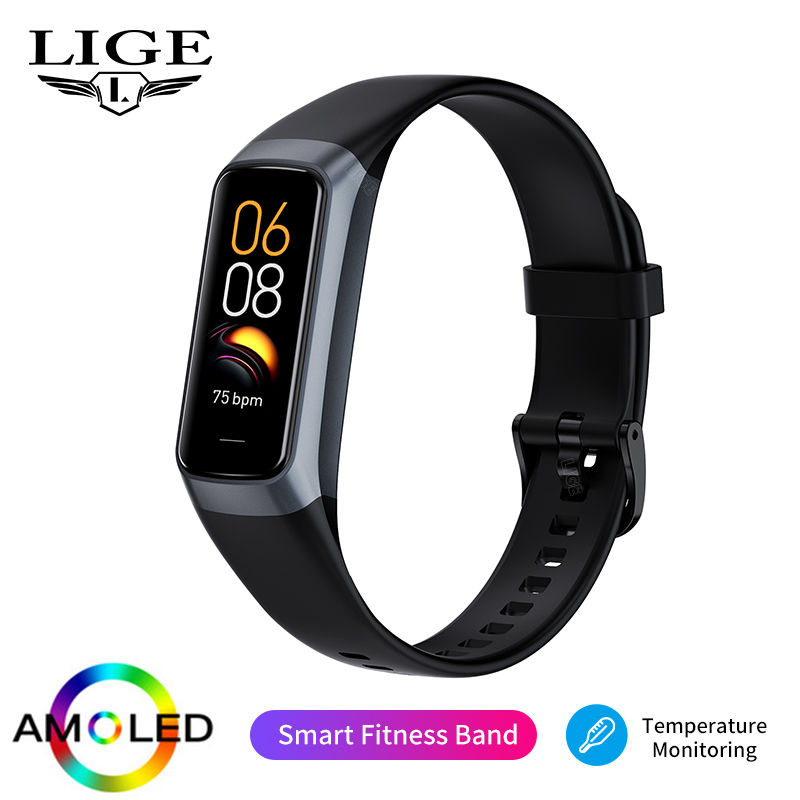 Thumbnail: LIGE 1.1" AMOLED Color Display Smartwatch Waterproof Swimming Sports Watch Indoo
