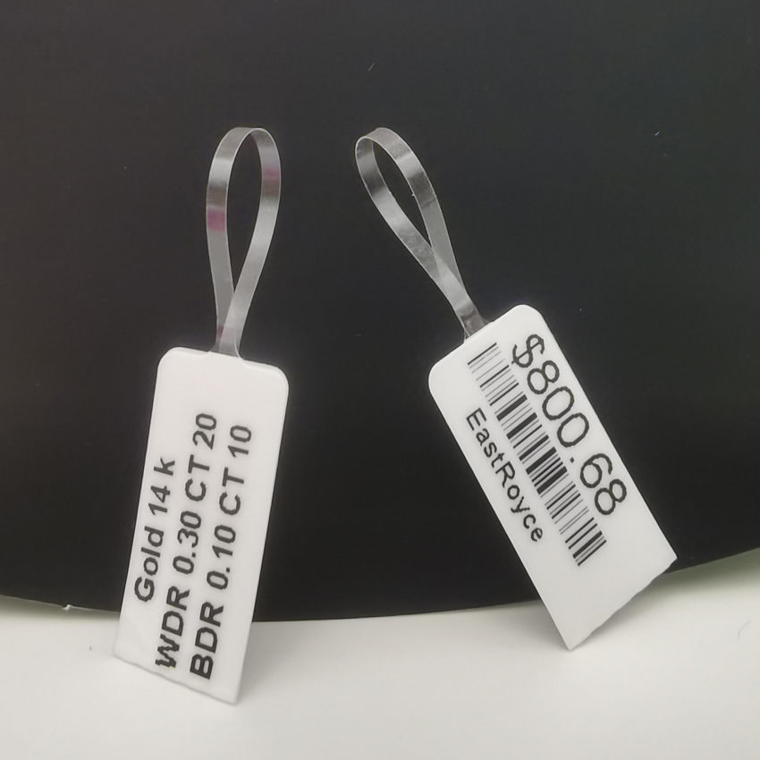 Thumbnail: 3.5"x0.437" Transparent Thermal Transfer Rat Tail Jewelry Label Printer Barbell 