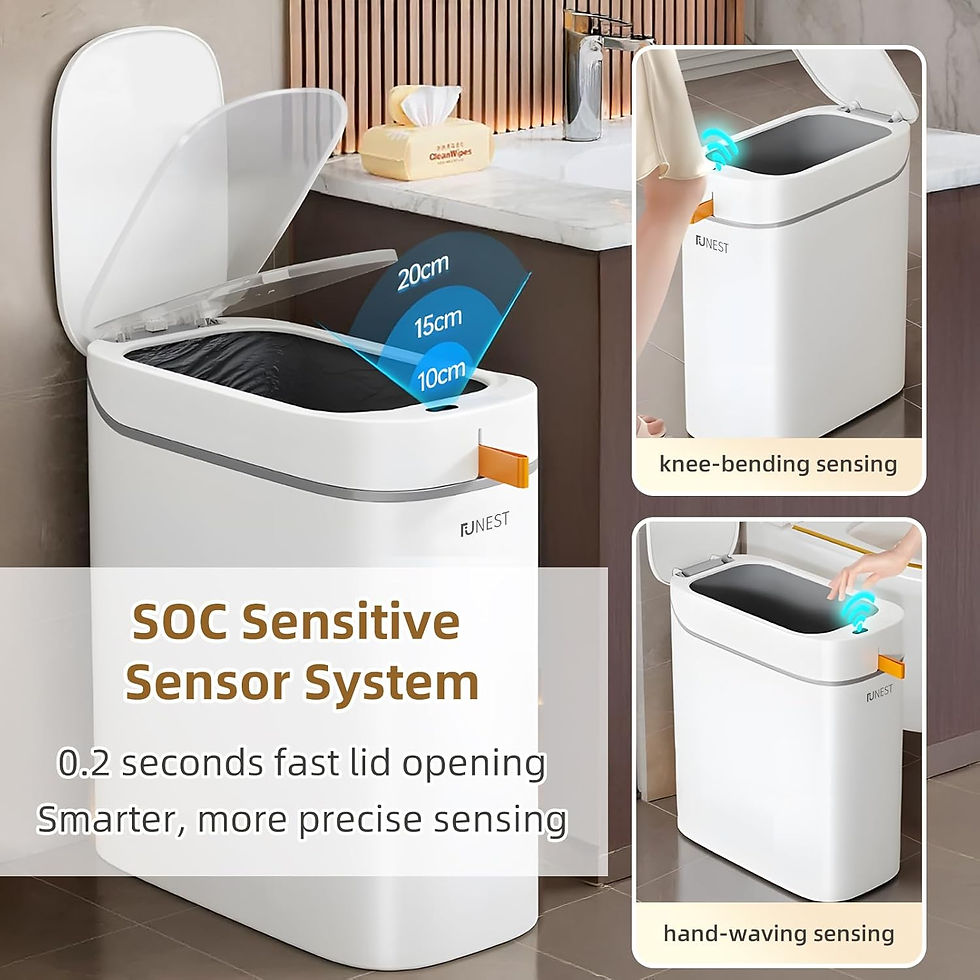 Thumbnail: funest Smart Bathroom Trash Can with Lid- 3.5 Gallon Rechargeable Motion Sensor 