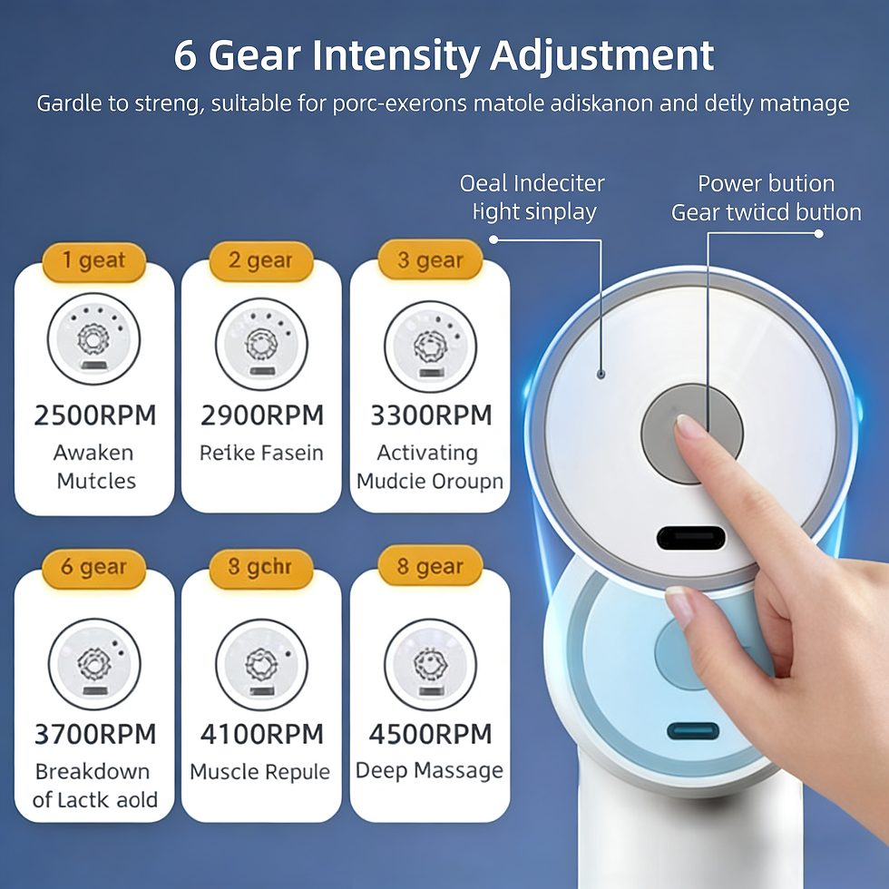 Thumbnail: Portable Massage Gun with 4 Interchangeable Heads & LED Display - Full Body Perc