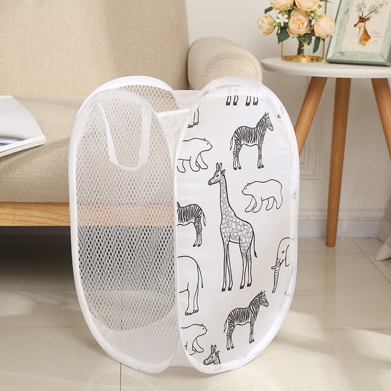 Thumbnail: Cartoon foldable laundry basket Three-sided mesh laundry basket Children's toy s