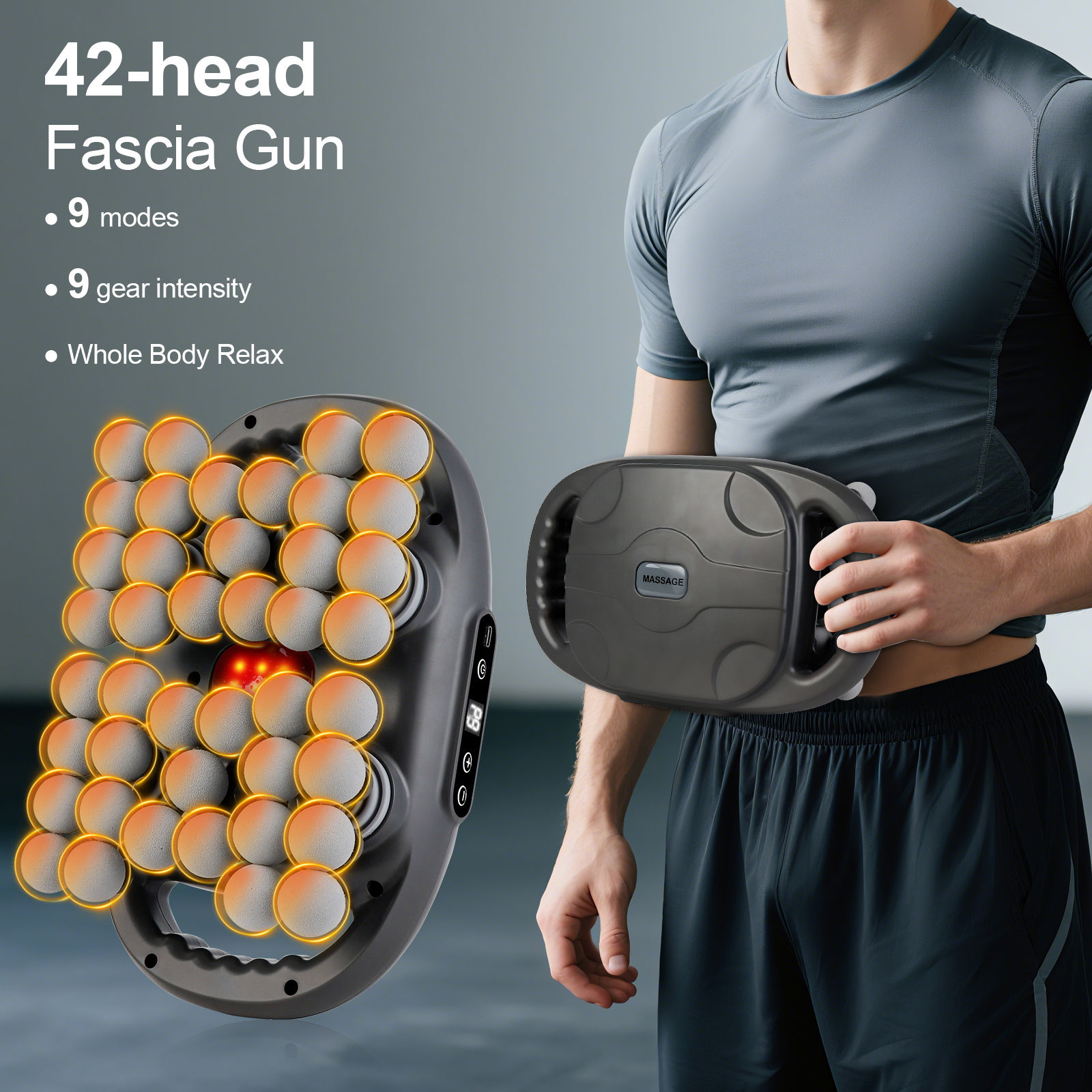 42 Heads Fascia Gun High-frequency Vibration Deep Massage Device for Shoulder Wa