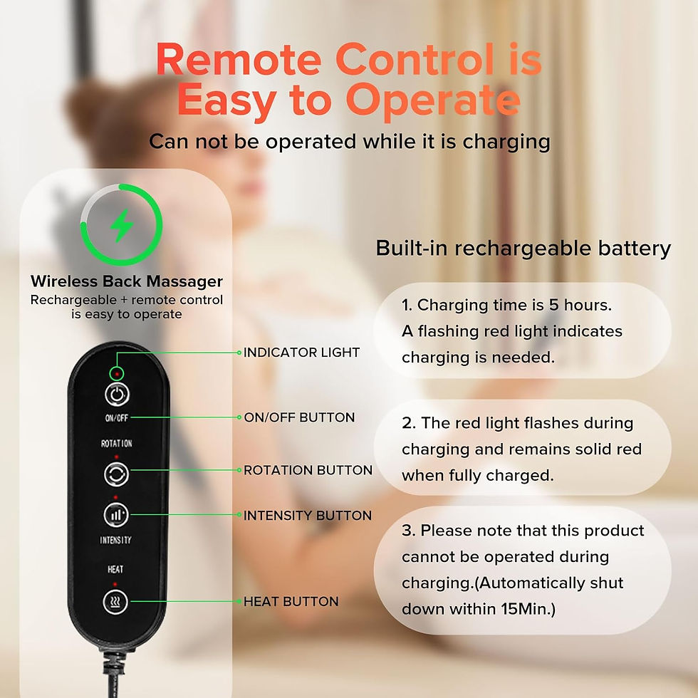 Thumbnail: LINGTINGCordless neck and back massager with heat, 3D acupressure kneading pillo