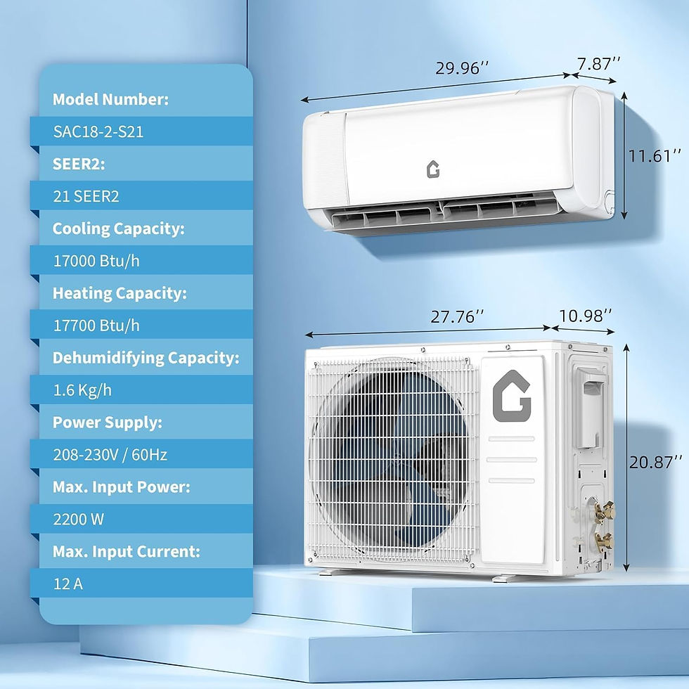 Thumbnail: 18000 BTU Mini Split Air Conditioner with Cooling / Heating 21 SEER2 230V Energy