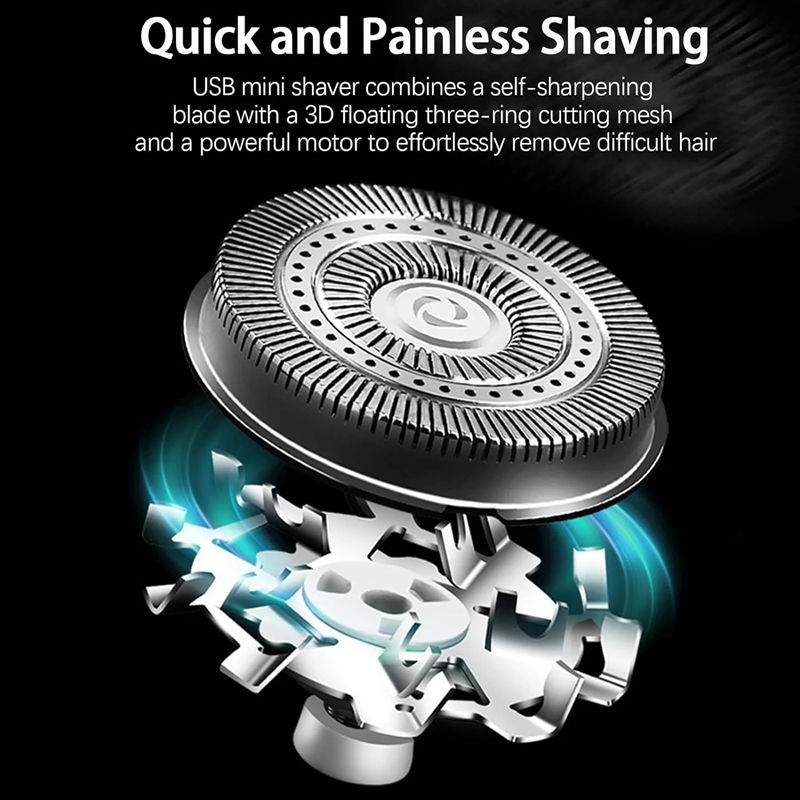 Thumbnail: Men Electric Mini Shaver Rechargeable Type-c Charging Car Portable Shaver Led Di