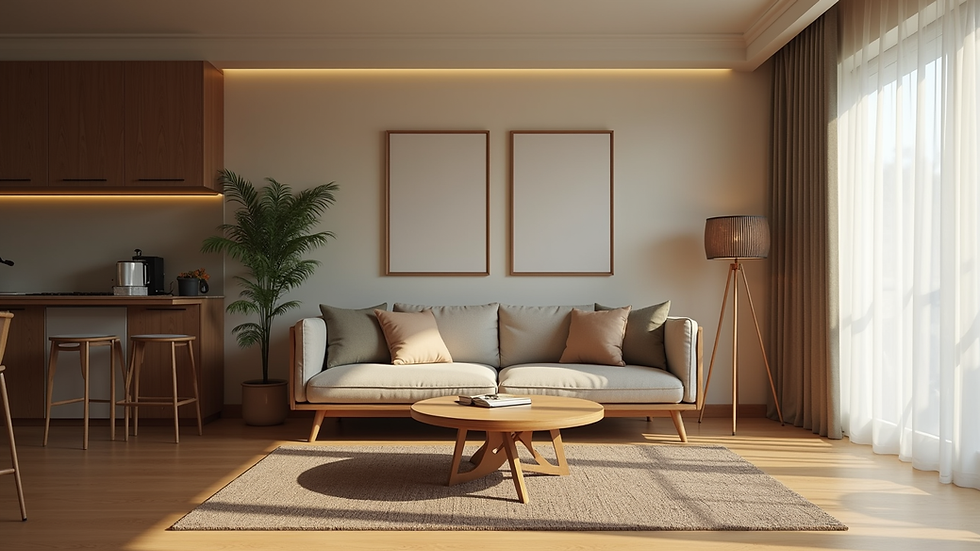 Eye-level view of a cozy living space in MGR Residency