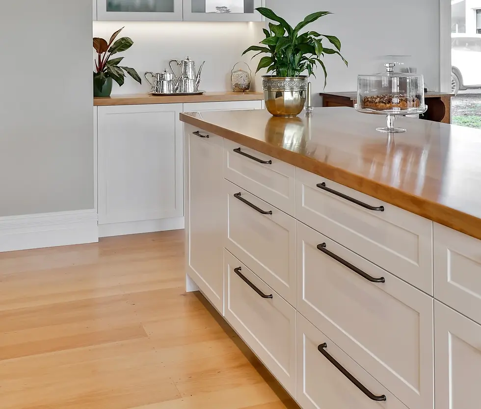 Gunmetal tone kitchen cabinet handles