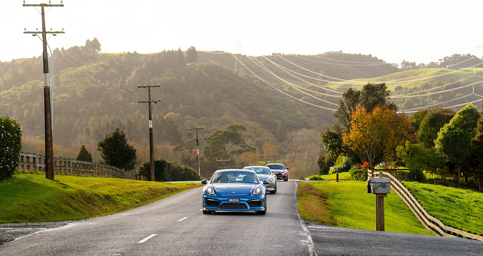 Porsche GT4 on NZ roads