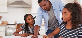 Parent helping with homework