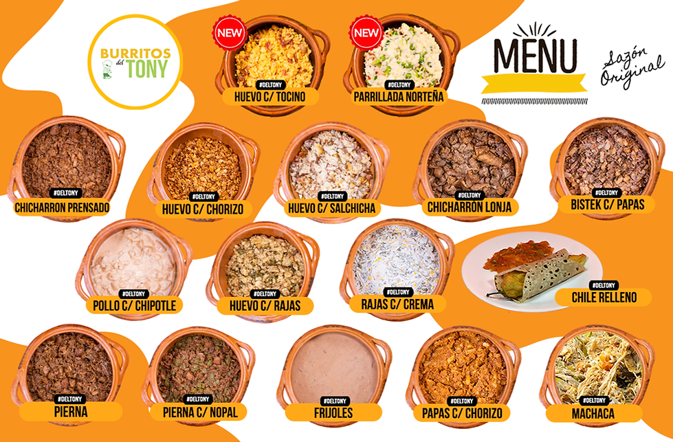 Menú Burritos Del Tony
