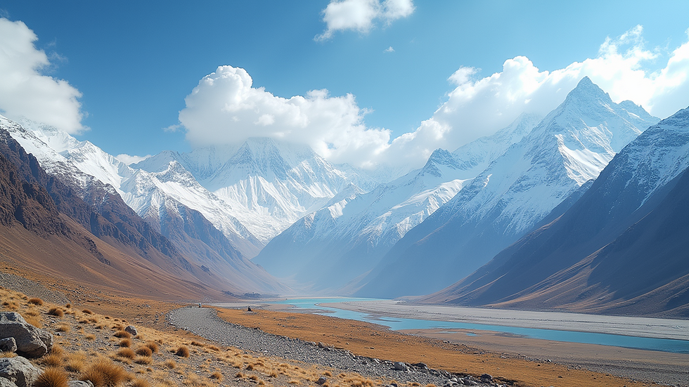 Wide angle view of the snow-covered Spiti Valley