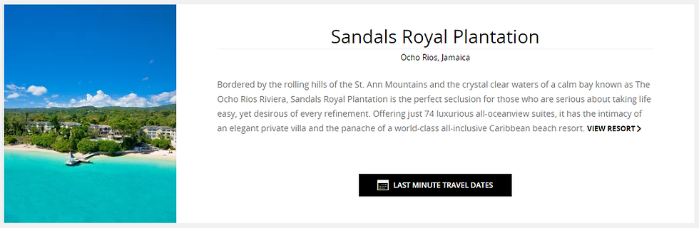 sandals royal plantation description with link to last minute travel deals