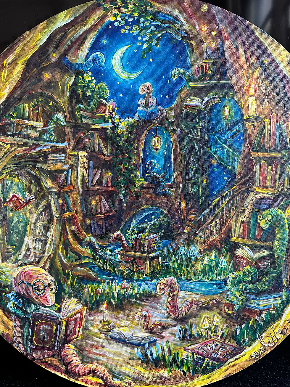 Miniature : ‘Bookworms’ - 35x35cm