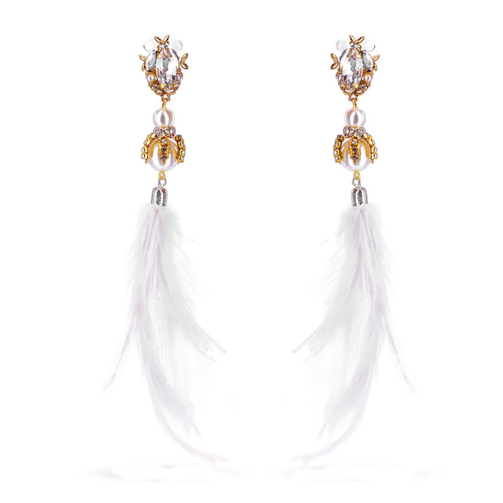 Feather earrings in Miriam Haskel Style
