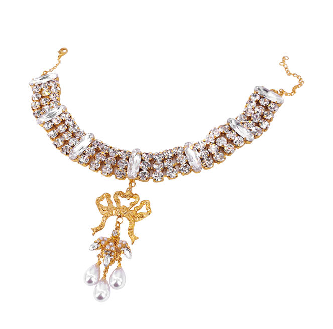 Couture metal bow choker