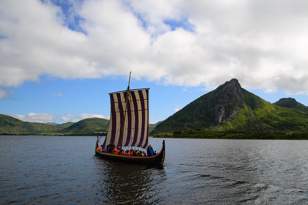 Longboat under sail