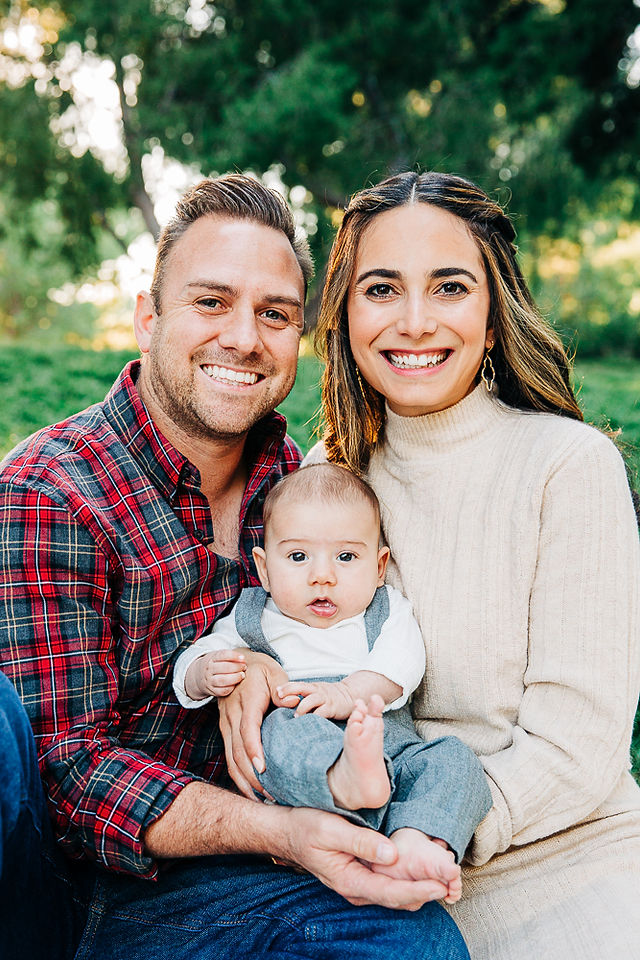 Portrait of family and new baby boy