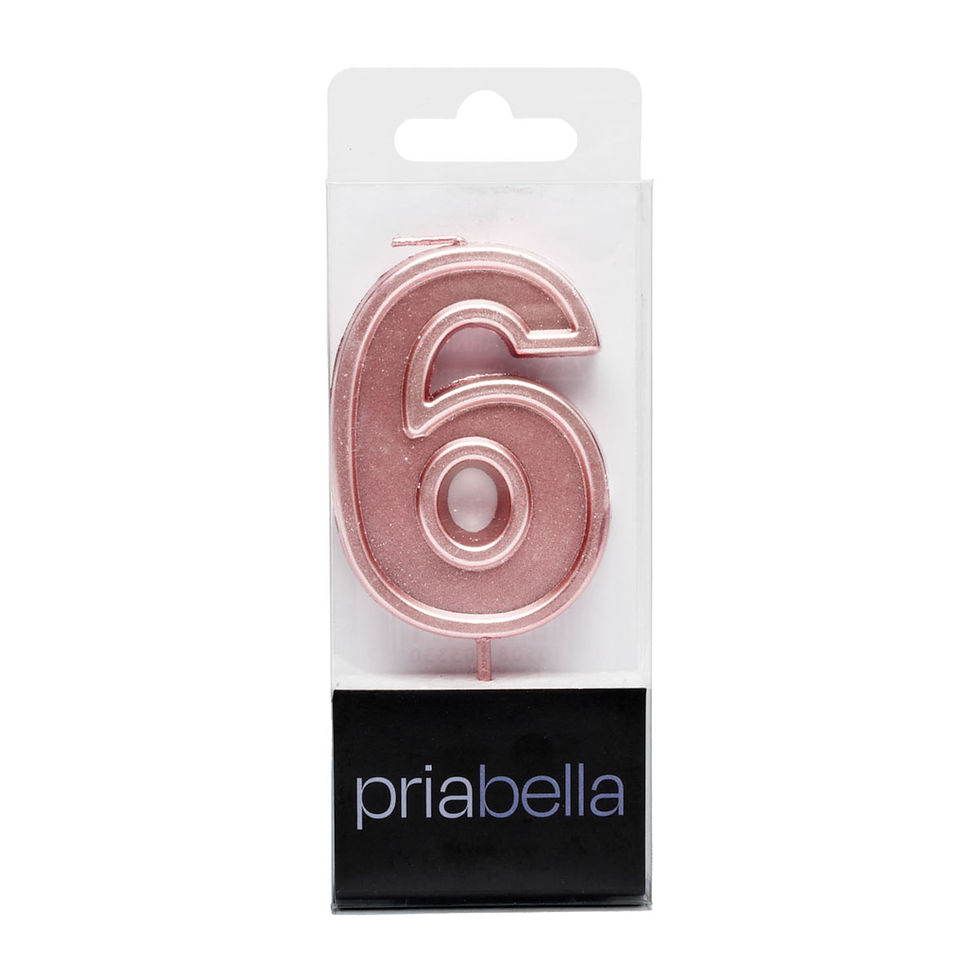Thumbnail: priabella Metallic Birthday Candle Silver/Rose 6 - Assorted