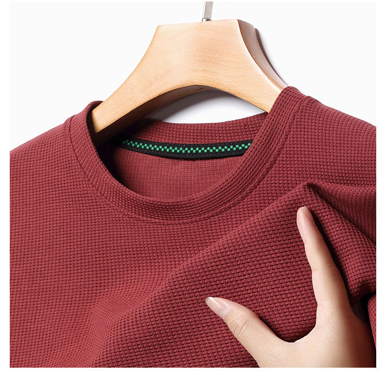 Thumbnail: New Summer Waffle Round Neck Short Sleeved T-shirt for Men's Short Sleeved Top