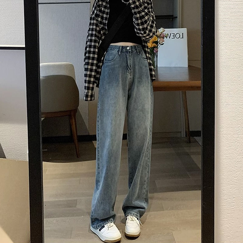 Thumbnail: Woman Vintage Wide Leg Jeans Girls High Waist Pants Female Fashion Black Black G