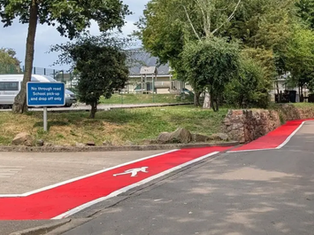 Red Walking Routes Marked Around School