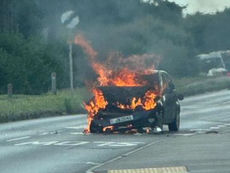Car Catches Fire After Collision in St Peter
